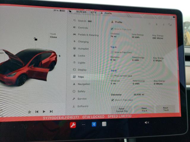 Photo 9 from auction – 2020 TESLA MODEL Y with VIN 5YJYGDEE4LF016377
