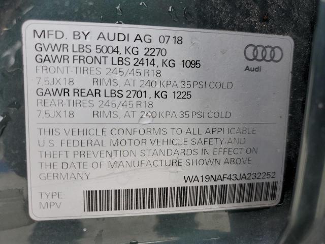 Photo 14 from auction – 2018 AUDI A4 ALLROAD with VIN WA19NAF43JA232252