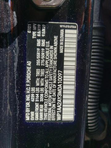 Photo 14 from auction – 2021 PORSCHE CAYENNE with VIN WP1AA2AY3MDA10097