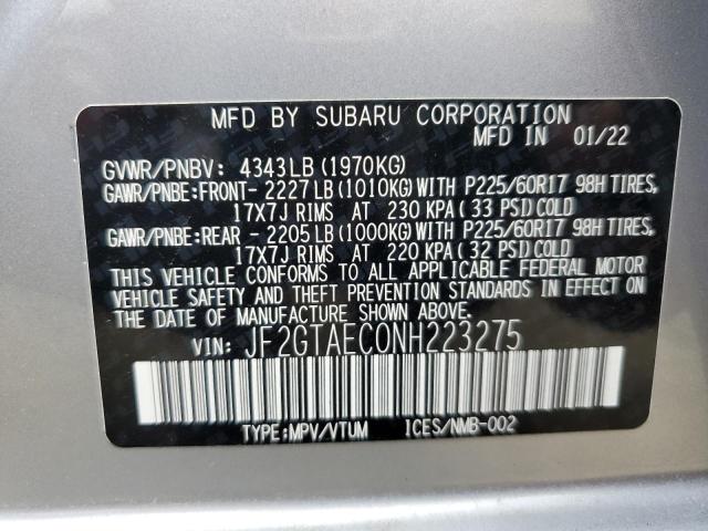 Photo 14 from auction – 2022 SUBARU CROSSTREK with VIN JF2GTAEC0NH223275