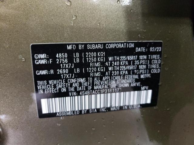 Photo 14 from auction – 2023 SUBARU OUTBACK PR with VIN 4S4BTACC1P3181173