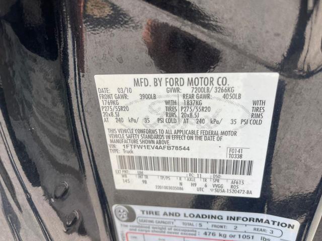 Photo 10 from auction – 2010 FORD F150 SUPER with VIN 1FTFW1EV4AFB78544