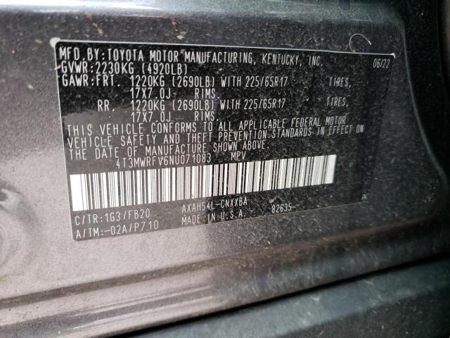 Photo 14 from auction – 2022 TOYOTA RAV4 LE with VIN 4T3MWRFV6NU071083