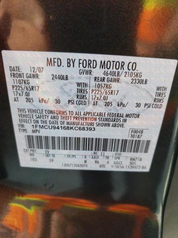 Photo 14 from auction – 2008 FORD ESCAPE LIM with VIN 1FMCU94168KC68393