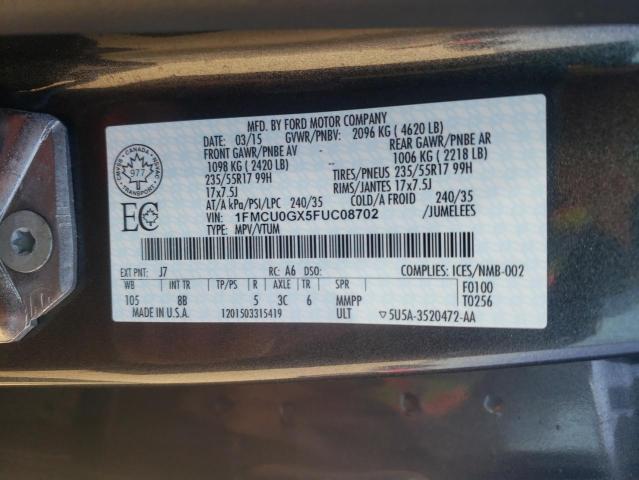 Photo 14 from auction – 2015 FORD ESCAPE SE with VIN 1FMCU0GX5FUC08702