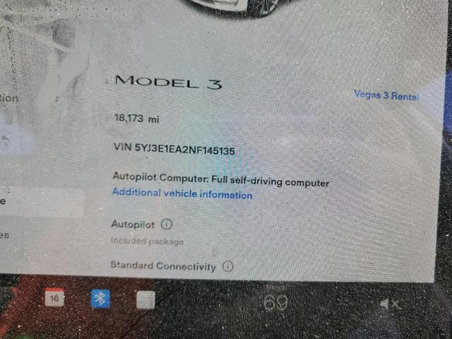 Photo 9 from auction – 2022 TESLA MODEL 3 with VIN 5YJ3E1EA2NF145135