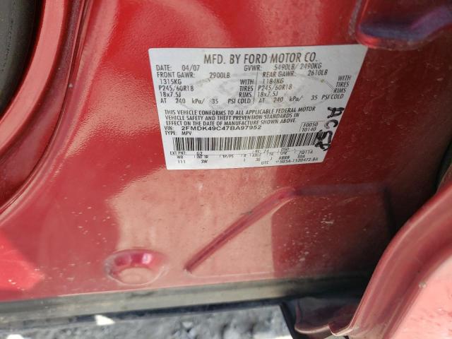 Photo 14 from auction – 2007 FORD EDGE SEL P with VIN 2FMDK49C47BA97952