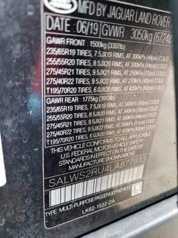 Photo 14 from auction – 2020 LAND ROVER RANGE ROVE with VIN SALWS2RU4LA877913