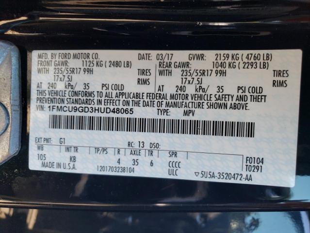 Photo 14 from auction – 2017 FORD ESCAPE SE with VIN 1FMCU9GD3HUD48065