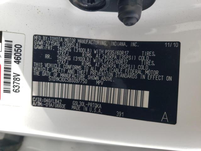 Photo 14 from auction – 2011 TOYOTA SIENNA XLE with VIN 5TDYK3DC5BS097750