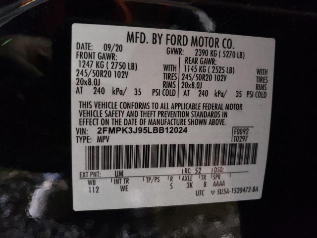 Photo 14 from auction – 2020 FORD EDGE SEL with VIN 2FMPK3J95LBB12024