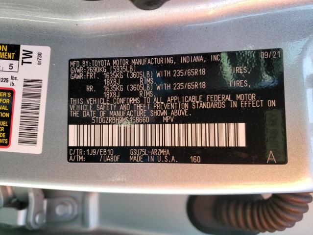 Photo 14 from auction – 2021 TOYOTA HIGHLANDER with VIN 5TDGZRBH9MS158660