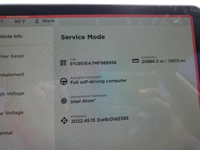 Photo 9 from auction – 2021 TESLA MODEL 3 with VIN 5YJ3E1EA7MF988956