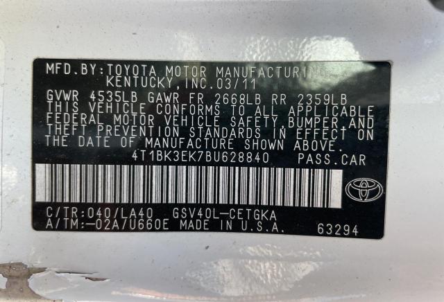 Photo 10 from auction – 2011 TOYOTA CAMRY SE with VIN 4T1BK3EK7BU628840