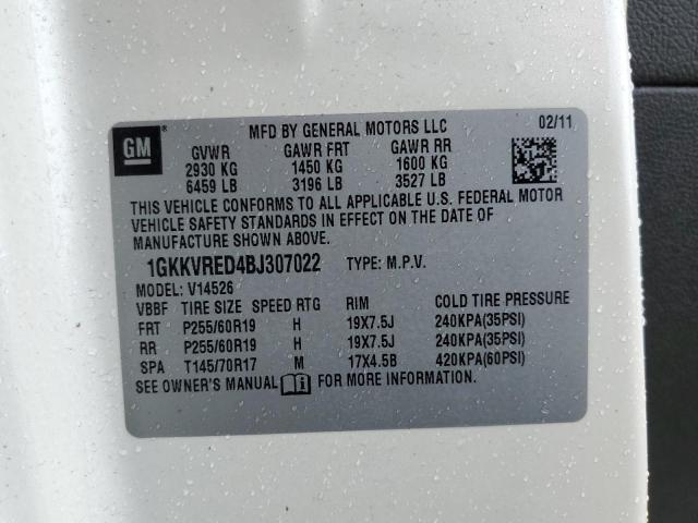 Photo 14 from auction – 2011 GMC ACADIA SLT with VIN 1GKKVRED4BJ307022