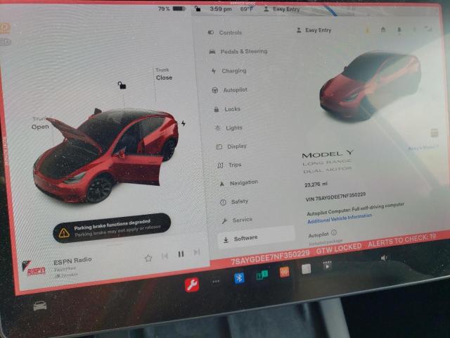 Photo 9 from auction – 2022 TESLA MODEL Y with VIN 7SAYGDEE7NF350229