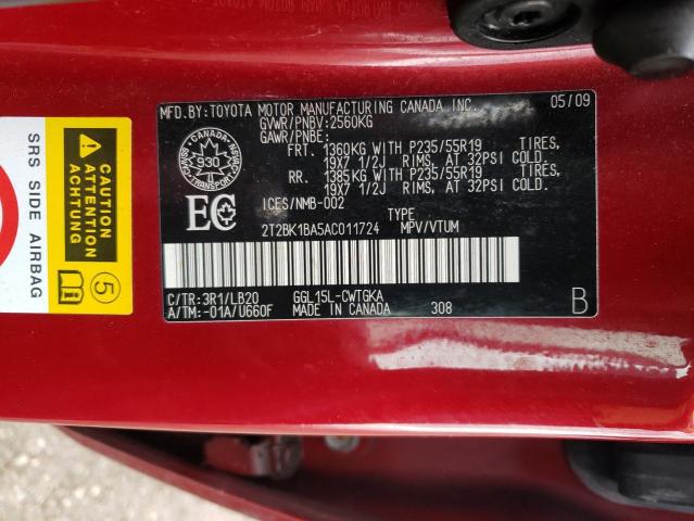 Photo 14 from auction – 2010 LEXUS RX 350 with VIN 2T2BK1BA5AC011724