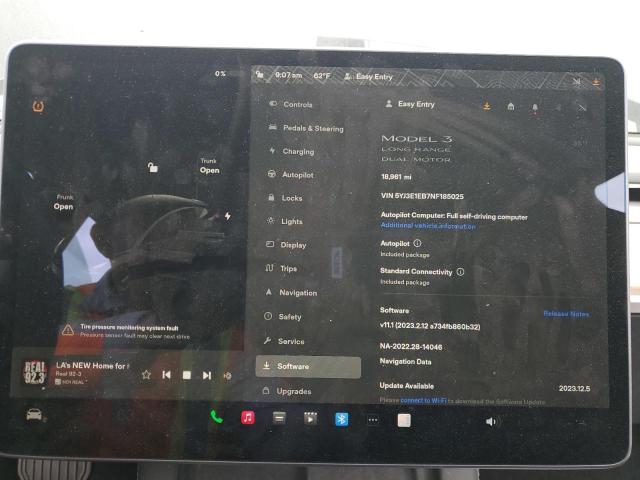 Photo 9 from auction – 2022 TESLA MODEL 3 with VIN 5YJ3E1EB7NF185025