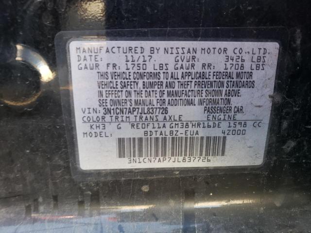 Photo 10 from auction – 2018 NISSAN VERSA S with VIN 3N1CN7AP7JL837726