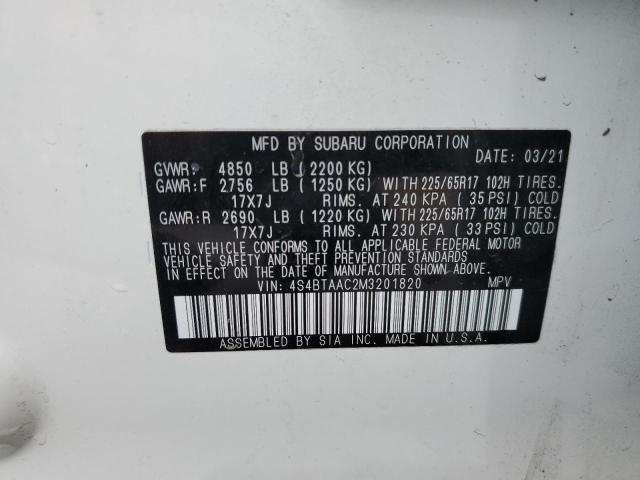Photo 14 from auction – 2021 SUBARU OUTBACK with VIN 4S4BTAAC2M3201820