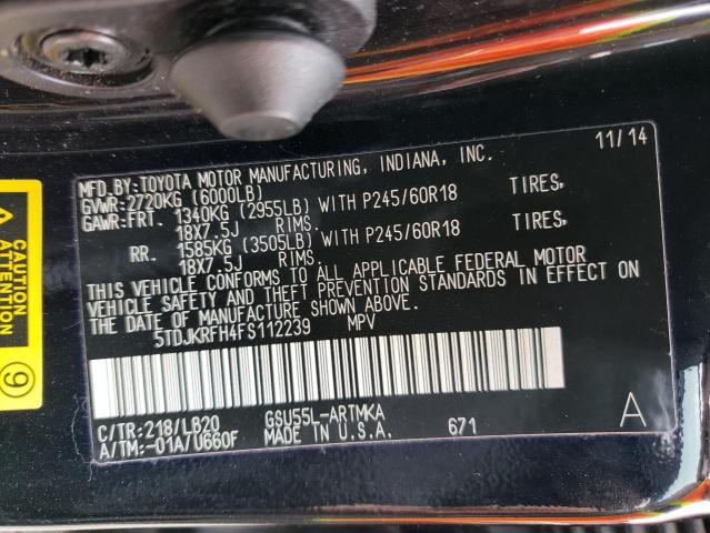 Photo 14 from auction – 2015 TOYOTA HIGHLANDER with VIN 5TDJKRFH4FS112239