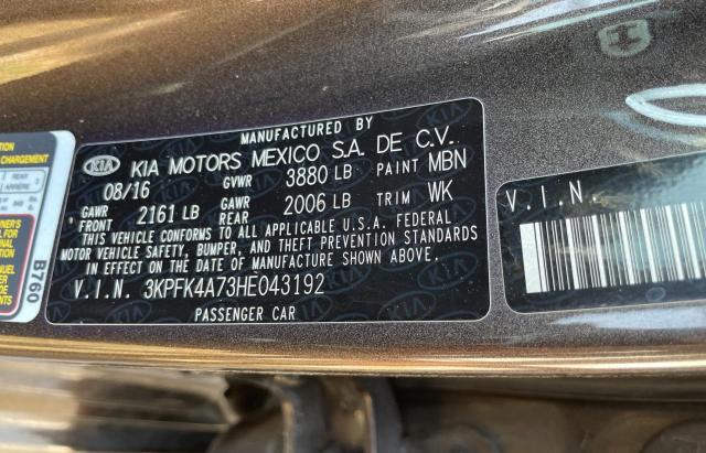 Photo 10 from auction – 2017 KIA FORTE LX with VIN 3KPFK4A73HE043192