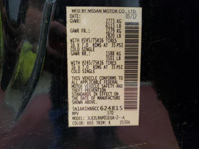 Photo 14 from auction – 2012 NISSAN PATHFINDER with VIN 5N1AR1NB6CC624815
