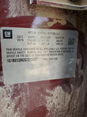Photo 14 from auction – 2016 CHEVROLET CRUZE LT with VIN 1G1BE5SM2G7272437