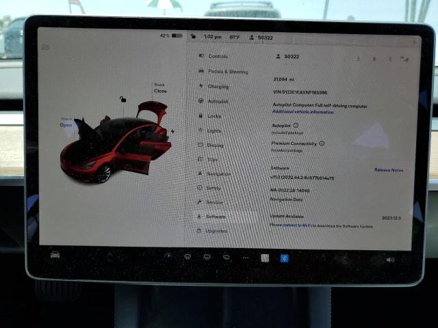 Photo 9 from auction – 2022 TESLA MODEL 3 with VIN 5YJ3E1EAXNF185396