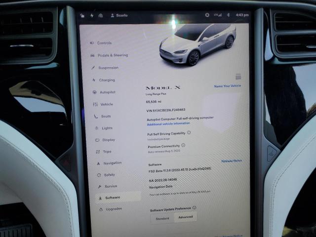 Photo 9 from auction – 2020 TESLA MODEL X with VIN 5YJXCBE29LF249463