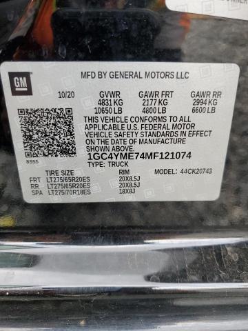 Photo 10 from auction – 2021 CHEVROLET SILVERADO with VIN 1GC4YME74MF121074