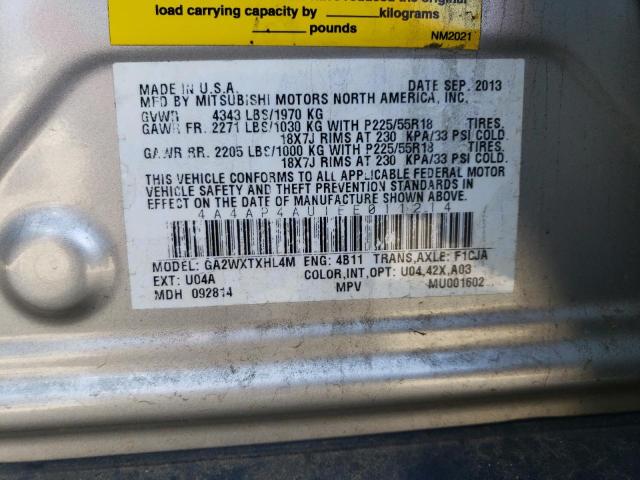 Photo 14 from auction – 2014 MITSUBISHI OUTLANDER with VIN 4A4AP4AU1EE011214