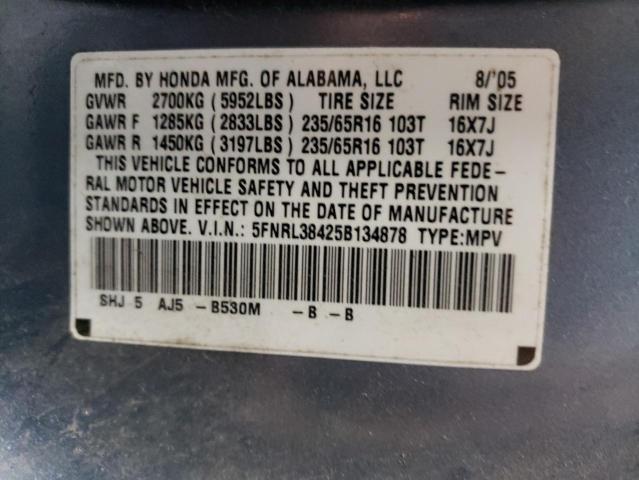 Photo 14 from auction – 2005 HONDA ODYSSEY EX with VIN 5FNRL38425B134878