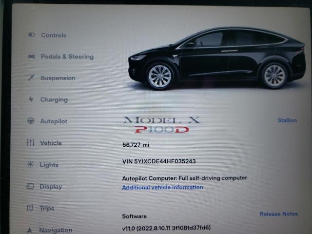Photo 9 from auction – 2017 TESLA MODEL X with VIN 5YJXCDE44HF035243