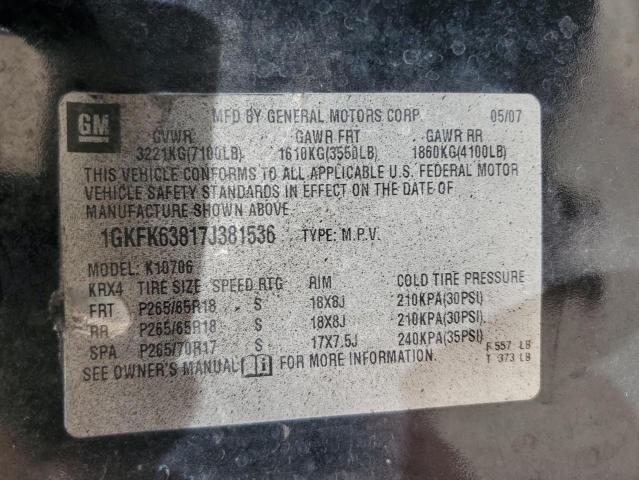 Photo 14 from auction – 2007 GMC YUKON DENA with VIN 1GKFK63817J381536