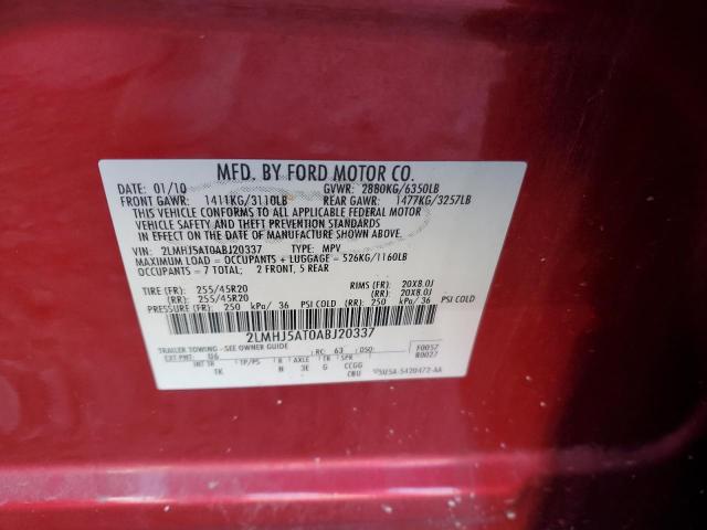 Photo 14 from auction – 2010 LINCOLN MKT with VIN 2LMHJ5AT0ABJ20337