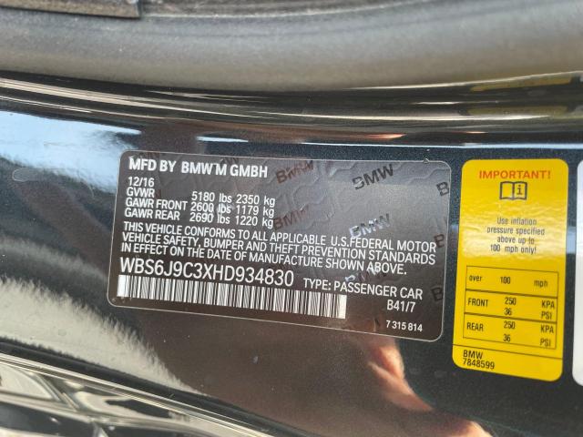 Photo 10 from auction – 2017 BMW M6 with VIN WBS6J9C3XHD934830