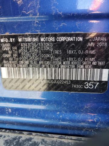 Photo 14 from auction – 2018 MITSUBISHI OUTLANDER with VIN JA4AR3AU0JU022453