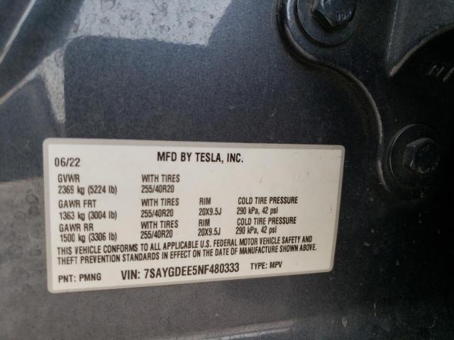 Photo 14 from auction – 2022 TESLA MODEL Y with VIN 7SAYGDEE5NF480333