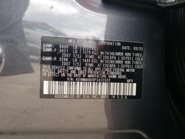 Photo 14 from auction – 2023 SUBARU ASCENT LIM with VIN 4S4WMAND8P3432002