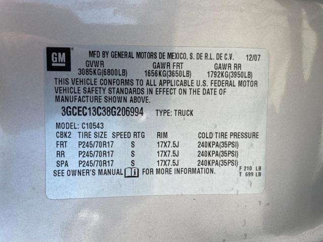 Photo 10 from auction – 2008 CHEVROLET SILVERADO with VIN 3GCEC13C38G206994
