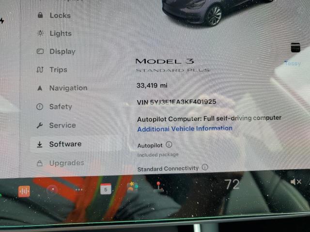 Photo 9 from auction – 2019 TESLA MODEL 3 with VIN 5YJ3E1EA3KF401925