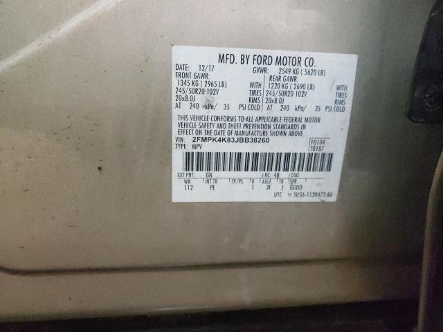 Photo 14 from auction – 2018 FORD EDGE TITAN with VIN 2FMPK4K83JBB38260