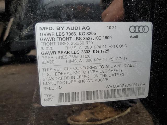 Photo 14 from auction – 2022 AUDI E-TRON PRE with VIN WA1AABGE8NB013924