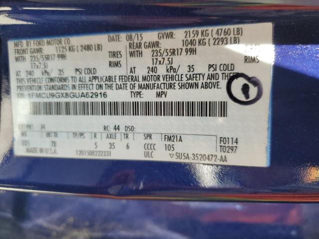 Photo 14 from auction – 2016 FORD ESCAPE SE with VIN 1FMCU9GX8GUA62916