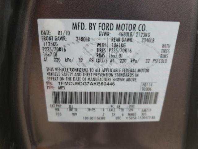 Photo 14 from auction – 2010 FORD ESCAPE XLT with VIN 1FMCU9DG7AKB80446