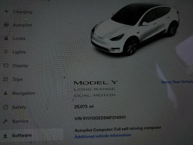 Photo 9 from auction – 2021 TESLA MODEL Y with VIN 5YJYGDEE8MF214901