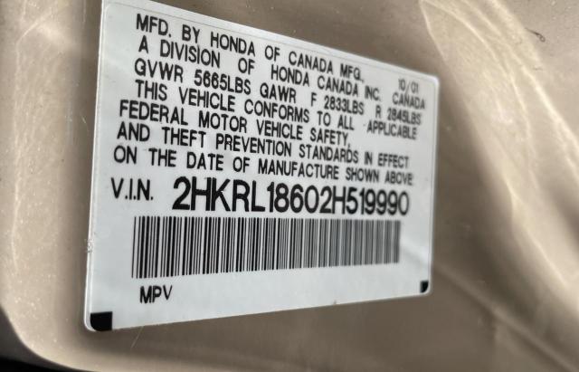 Photo 10 from auction – 2002 HONDA ODYSSEY EX with VIN 2HKRL18602H519990