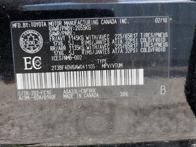 Photo 14 from auction – 2010 TOYOTA RAV4 with VIN 2T3BF4DV6AW041105