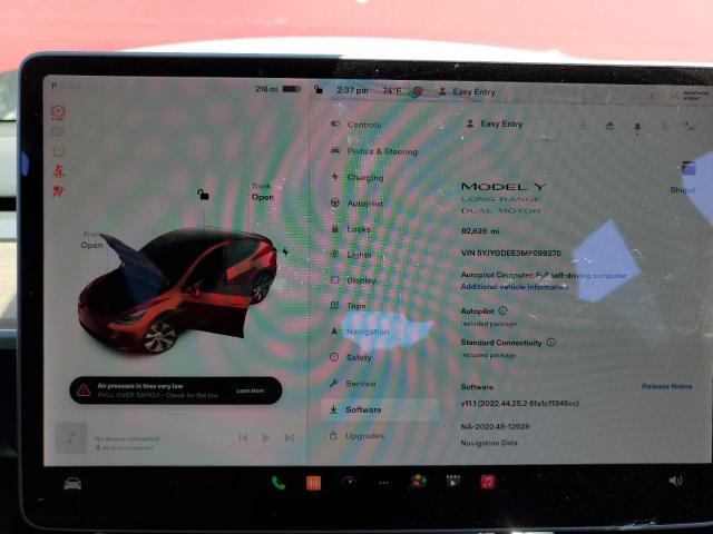 Foto 9 de la subasta – 2021 TESLA MODEL Y con VIN 5YJYGDEE3MF099270